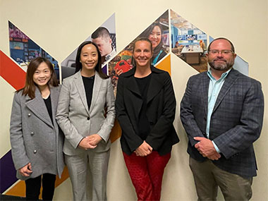 Ms Jacko Tsang, Director of Hong Kong Economic and Trade Office in San Francisco (second left); Mr Tim Martinez, Global Business Development Manager, DEDO (first right); Ms Vanessa Simsick, Global Business Development Specialist, DEDO (second right) and Ms Emily Ng, Deputy Director of the Hong Kong Economic and Trade Office in San Francisco (first left) poised for a picture at DEDO. Ms Jacko Tsang, Director of Hong Kong Economic and Trade Office in San Francisco (second left); Mr Tim Martinez, Global Business Development Manager, DEDO (first right); Ms Vanessa Simsick, Global Business Development Specialist, DEDO (second right) and Ms Emily Ng, Deputy Director of the Hong Kong Economic and Trade Office in San Francisco (first left) poised for a picture at DEDO.