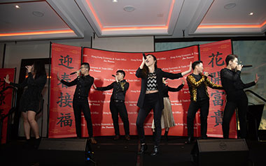 A Capella group from Hong Kong, Boonfaysau, performs at the Spring Reception in Houston on February 11.